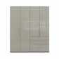 Wiemann Loft 4 Doors & 4 Drawers With Bi-Fold Doors Wardrobe in Glass Pebble Grey