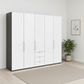 Wiemann Loft 5 Doors & 3 Drawers With Bi-Fold Doors Wardrobe in White with Havana Carcase styled in a Bedroom
