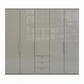 Wiemann Loft 5 Doors & 3 Drawers With Bi-Fold Doors Wardrobe in Glass Pebble Grey