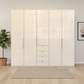 Wiemann Loft 5 Doors & 4 Drawers With Bi-Fold Doors Wardrobe in Glass Mangolia Front view