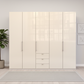 Wiemann Loft 5 Doors & 3 Drawers With Bi-Fold Doors Wardrobe in Glass Mangolia Front view