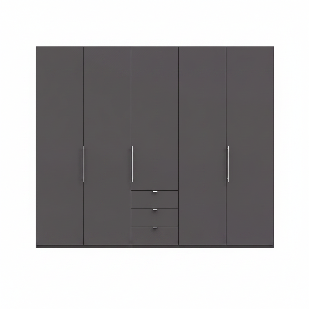 Wiemann Loft 5 Doors & 3 Drawers With Bi-Fold Doors Wardrobe in Havana