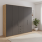 Wiemann Loft 5 Doors & 3 Drawers With Bi-Fold Doors Wardrobe in Havana with Bianco Oak Carcase
