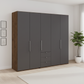 Wiemann Loft 5 Doors & 3 Drawers With Bi-Fold Doors Wardrobe in Havana with Dark Rustic Oak Carcase