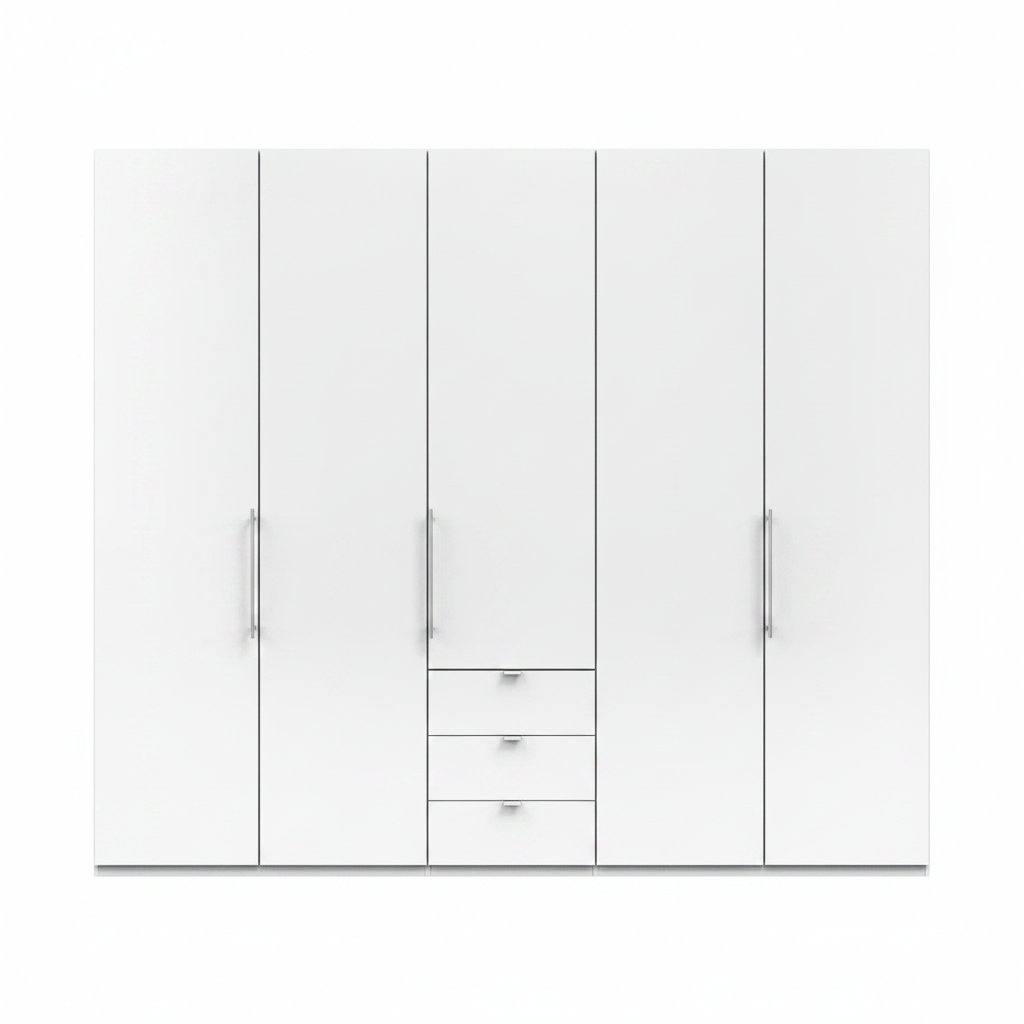 Wiemann Loft 5 Doors & 3 Drawers With Bi-Fold Doors Wardrobe in White