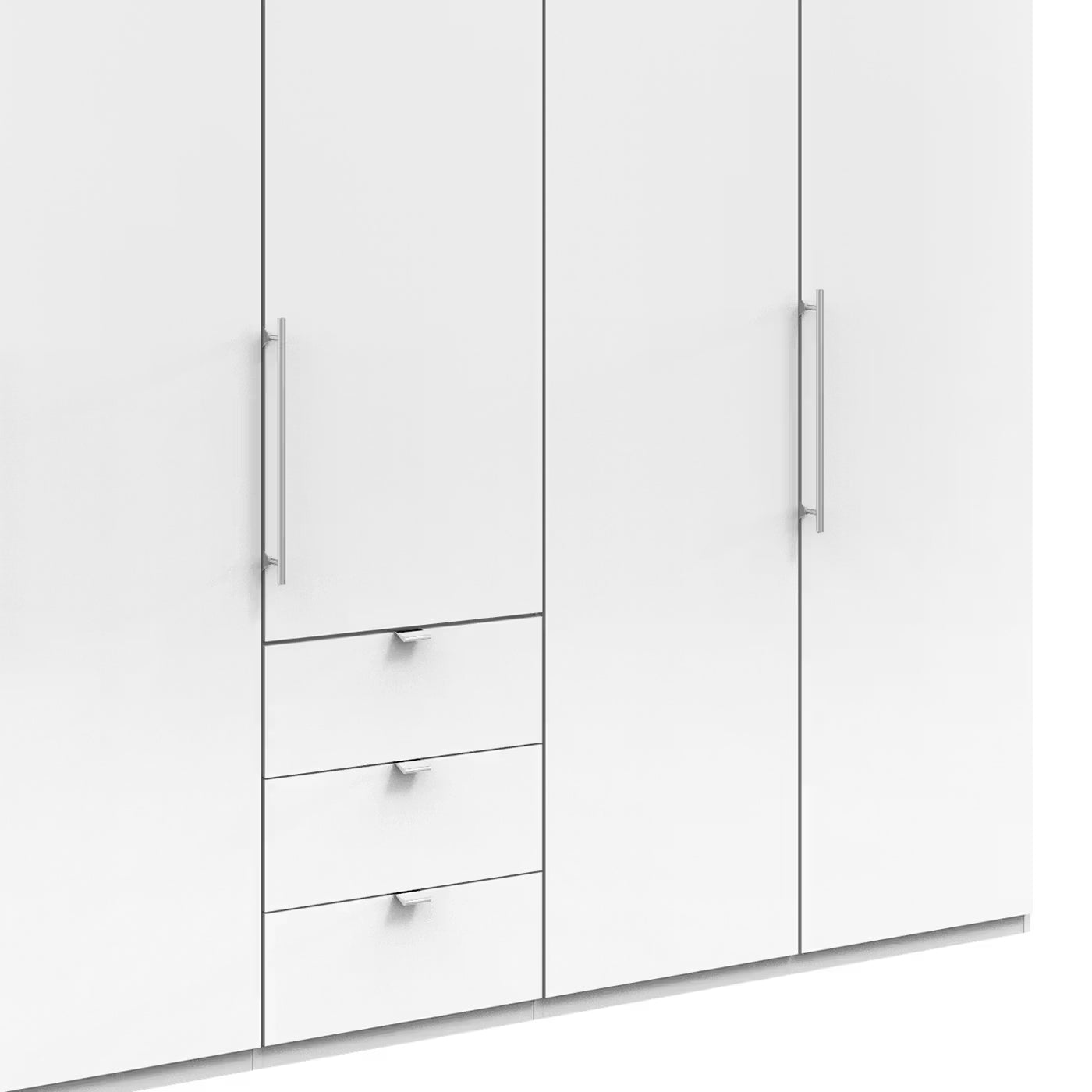 Wiemann Loft 5 Doors & 3 Drawers With Bi-Fold Doors Wardrobe in White Drawers Closeup view