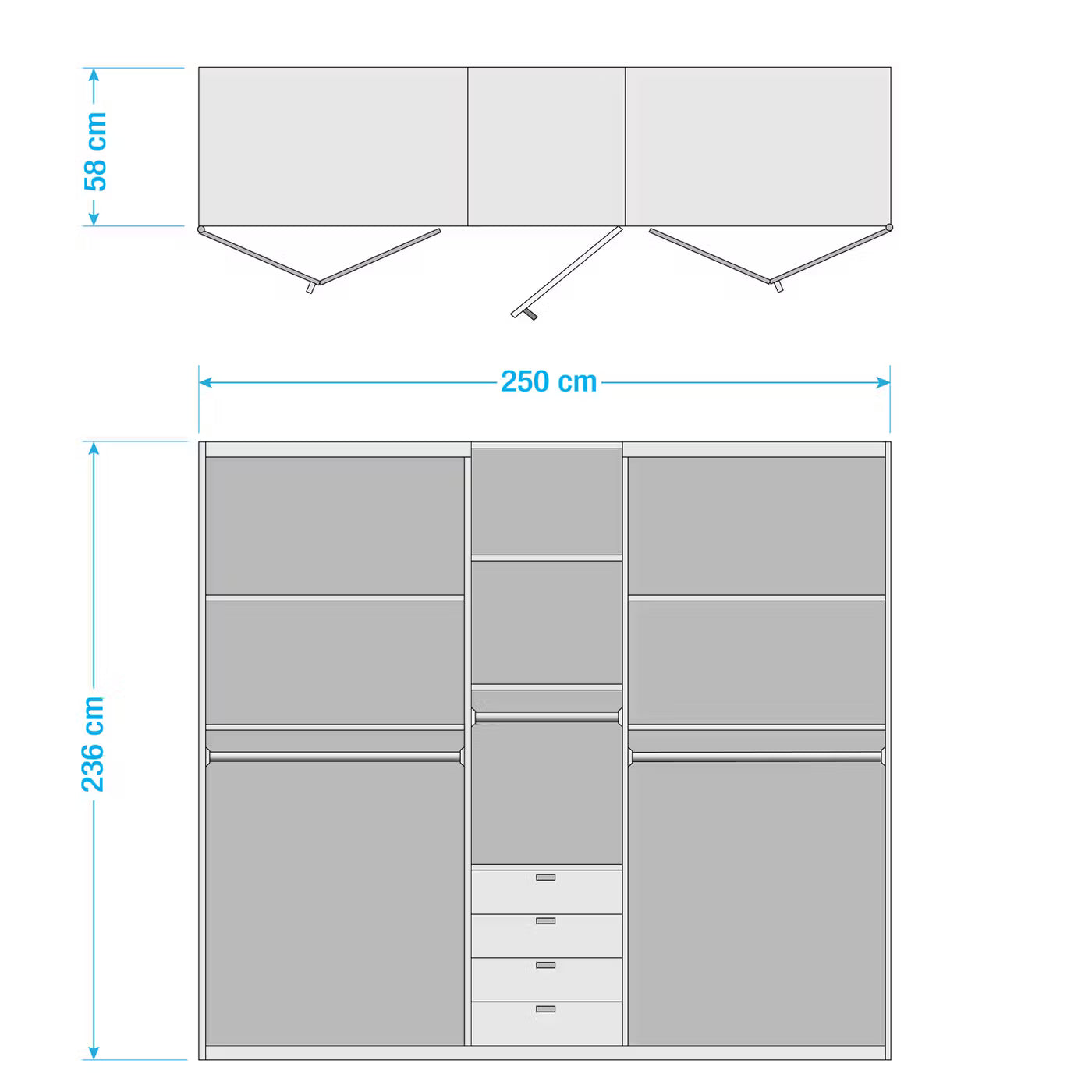 Wiemann Loft 5 Doors & 4 Drawers With Bi-Fold Doors Wardrobe Dimensions