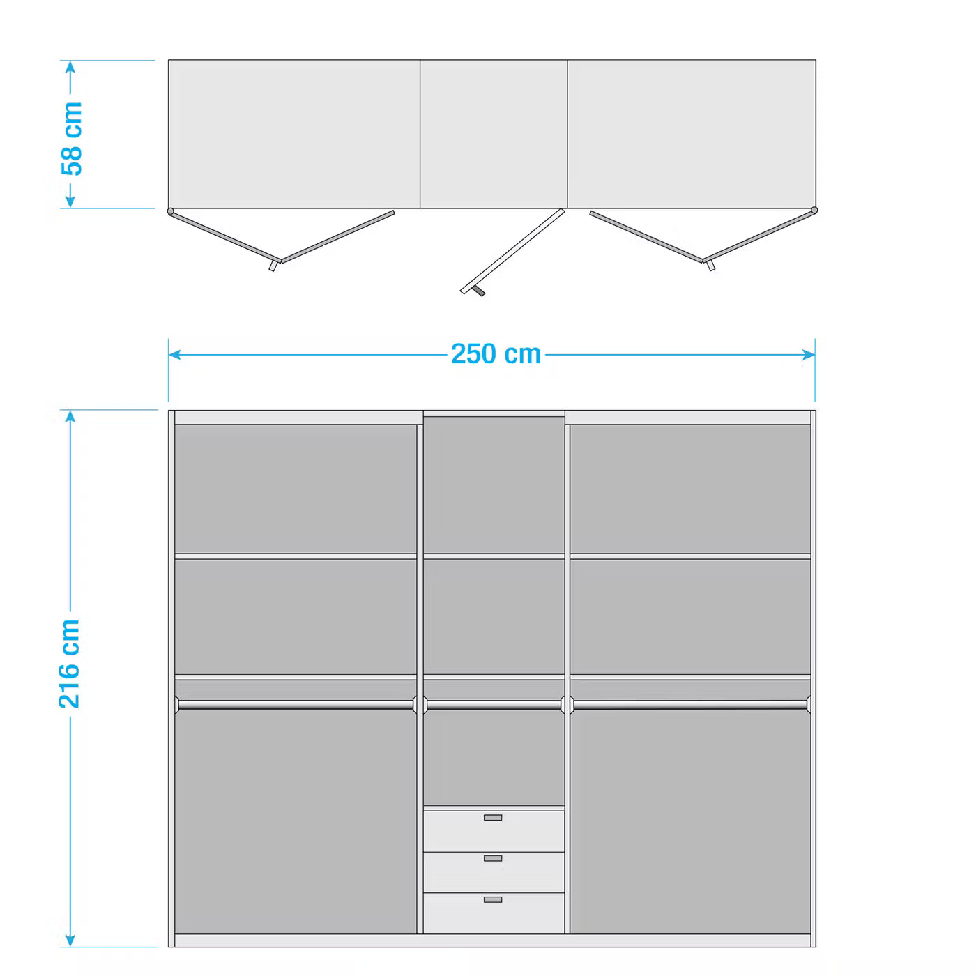 Wiemann Loft 5 Doors & 3 Drawers With Bi-Fold Doors Wardrobe Dimensions