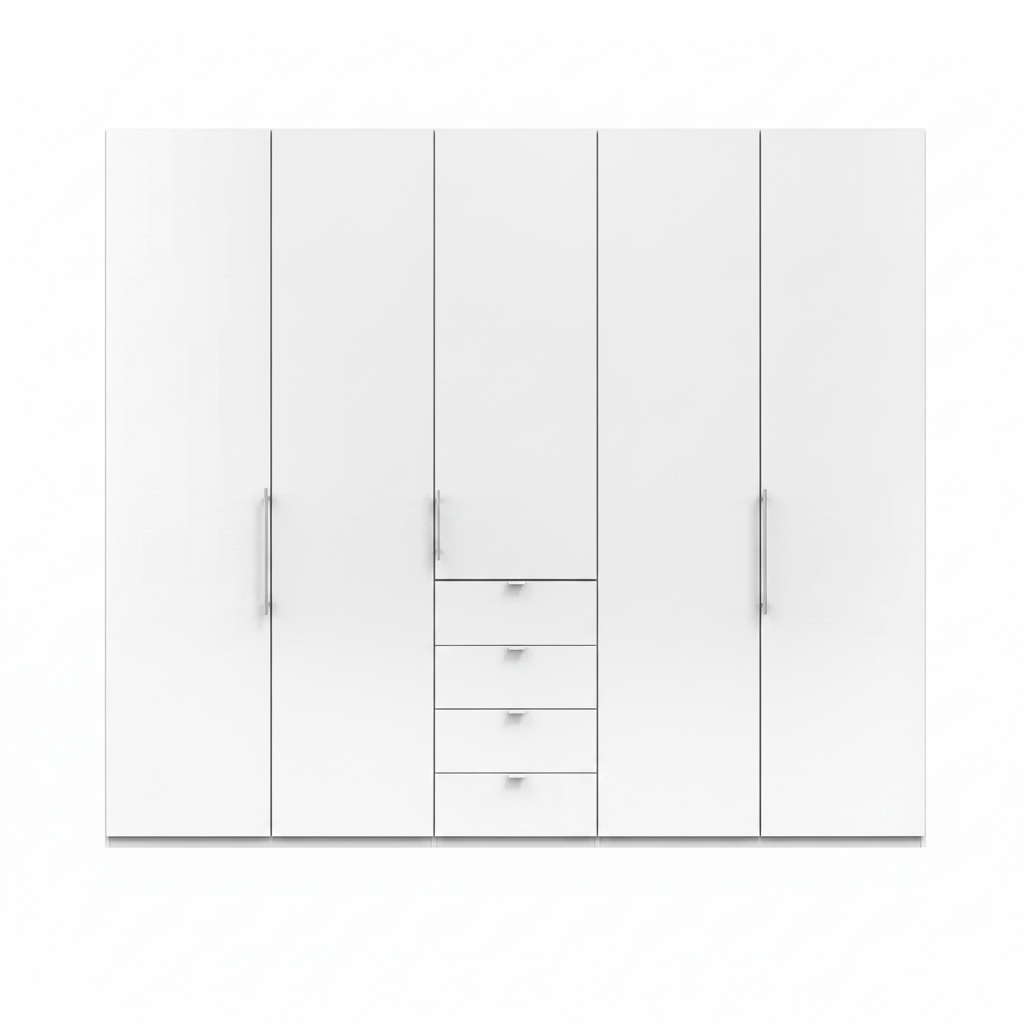 Wiemann Loft 5 Doors & 3 Drawers With Bi-Fold Doors Wardrobe in White