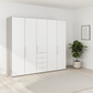 Wiemann Loft 5 Doors & 4 Drawers With Bi-Fold Doors Wardrobe in White with Pebble Grey Carcase styled in a Bedroom