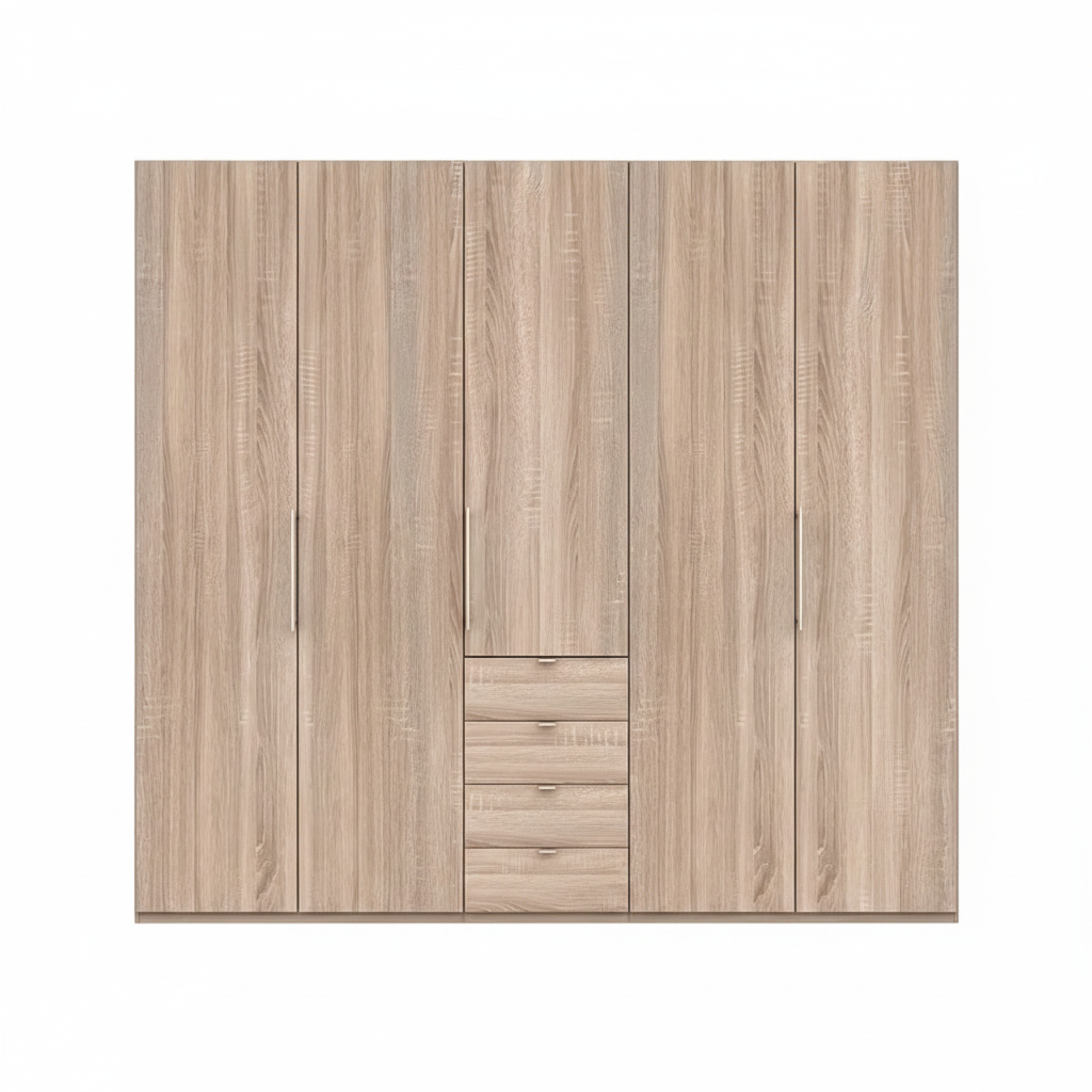 Wiemann Loft 5 Doors & 4 Drawers With Bi-Fold Doors Wardrobe in Rustic Oak