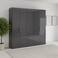 Wiemann Loft 5 Doors & 4 Drawers With Bi-Fold Doors Wardrobe in Havana Glass 