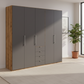Wiemann Loft 5 Doors & 4 Drawers With Bi-Fold Doors Wardrobe in Havana with Rustic Oak Carcase