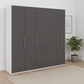 Wiemann Loft 5 Doors & 4 Drawers With Bi-Fold Doors Wardrobe in Havana with White Carcase