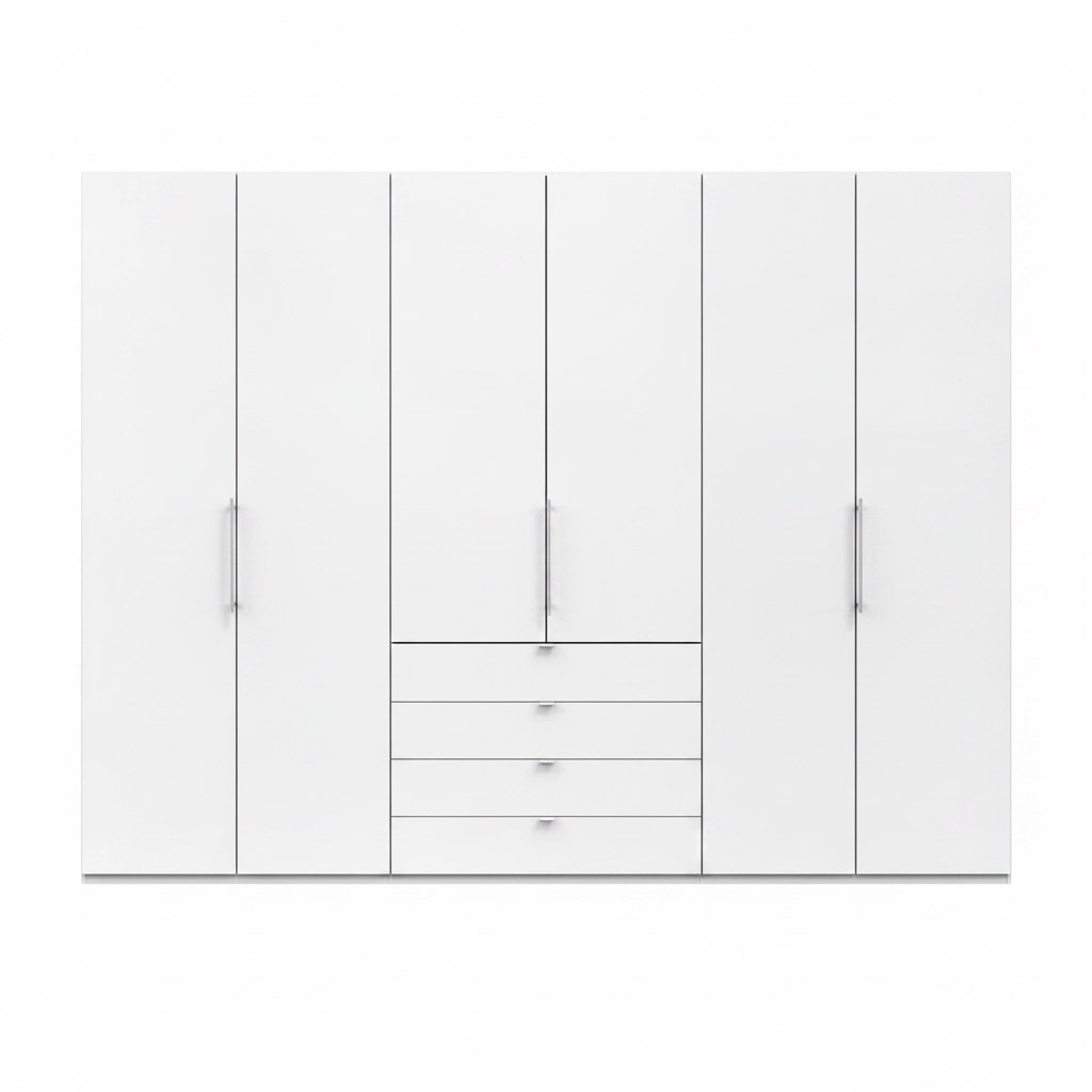 Wiemann Loft 6 Doors & 3 Drawers With Bi-Fold Doors Wardrobe in White