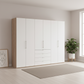 Wiemann Loft 6 Doors & 4 Drawers With Bi-Fold Doors Wardrobe in White with Rustic Oak Carcase styled in a modern room