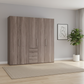 Wiemann Loft 5 Doors & 4 Drawers With Bi-Fold Doors Wardrobe in Dark Rustic Oak styled in a modern room