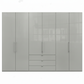 Wiemann Loft 6 Doors & 4 Drawers With Bi-Fold Doors Wardrobe in Glass Pebble Grey