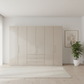 Wiemann Loft 6 Doors & 3 Drawers With Bi-Fold Doors Wardrobe in Glass Champagne front view