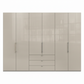 Wiemann Loft 6 Doors & 3 Drawers With Bi-Fold Doors Wardrobe in Glass Champagne
