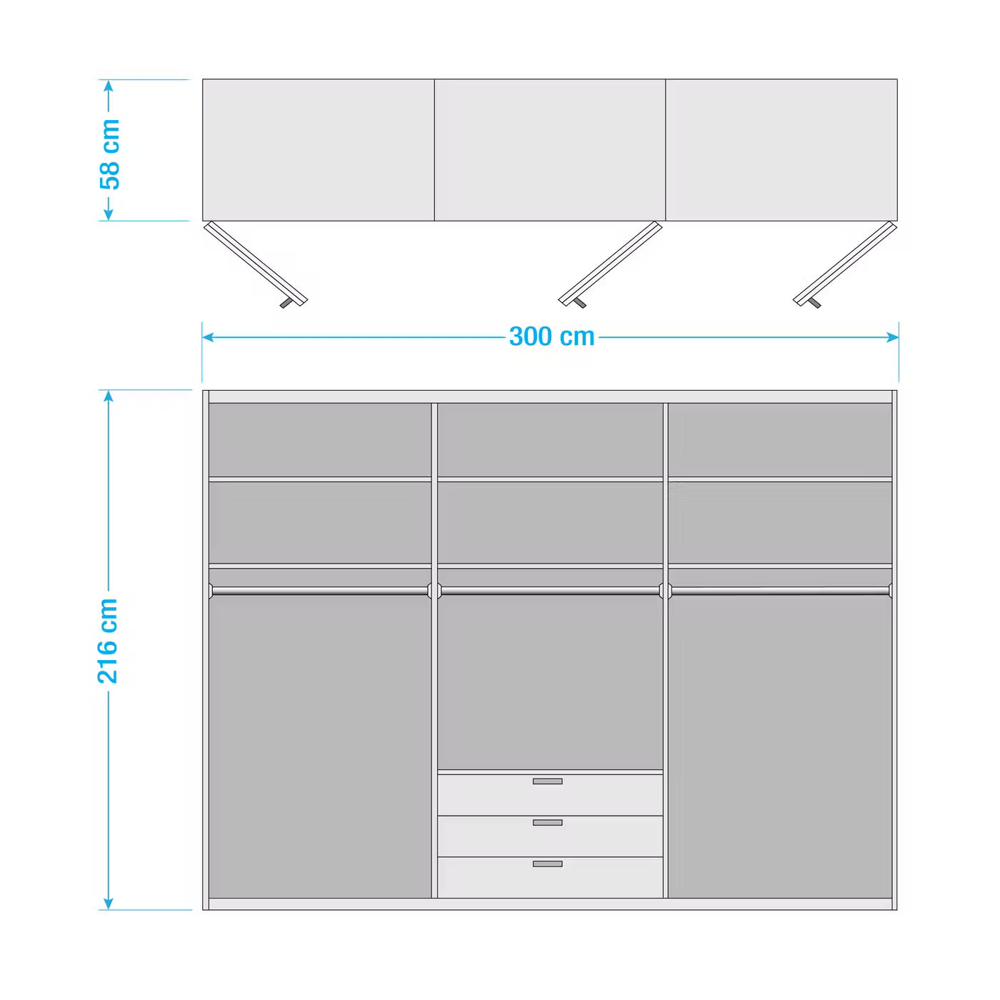 Wiemann Loft 6 Doors & 3 Drawers With Bi-Fold Doors Wardrobe Dimensions