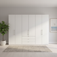 Wiemann Loft 6 Doors & 3 Drawers With Bi-Fold Doors Wardrobe in White front view