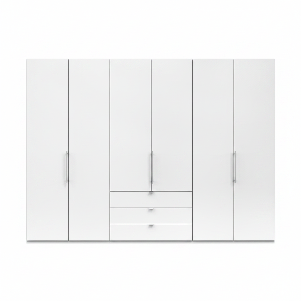Wiemann Loft 6 Doors & 3 Drawers With Bi-Fold Doors Wardrobe in White