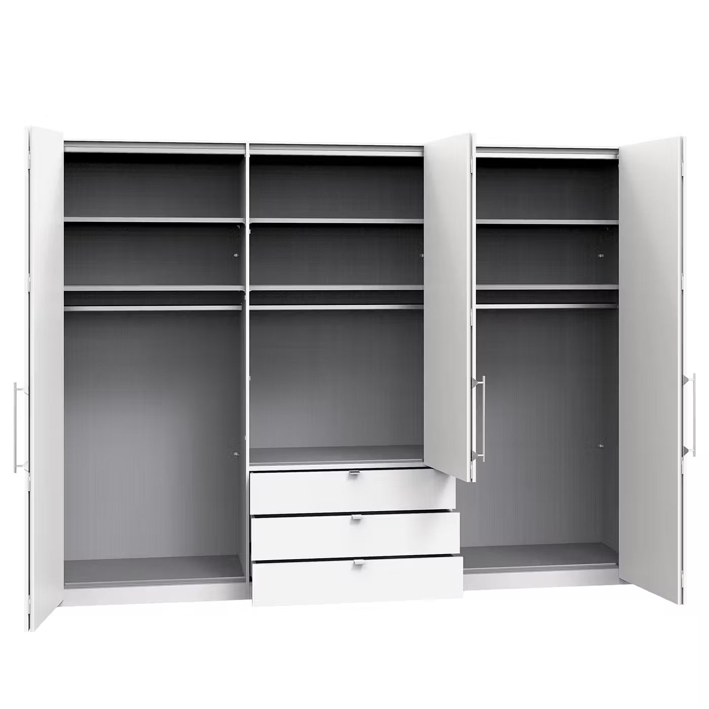 Wiemann Loft 6 Doors & 3 Drawers With Bi-Fold Doors Wardrobe in White interior view