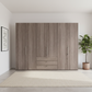 Wiemann Loft 6 Doors & 3 Drawers With Bi-Fold Doors Wardrobe in Dark Rustic Oak Front view