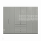 Wiemann Loft 6 Doors & 4 Drawers With Bi-Fold Doors Wardrobe in Glass Pebble Grey