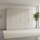 Wiemann Loft 6 Doors & 4 Drawers With Bi-Fold Doors Wardrobe in Glass Champagne styled in a modern room