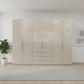 Wiemann Loft 6 Doors & 4 Drawers With Bi-Fold Doors Wardrobe in Glass Champagne front view
