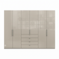Wiemann Loft 6 Doors & 4 Drawers With Bi-Fold Doors Wardrobe in Glass Champagne