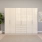 Wiemann Loft 6 Doors & 4 Drawers With Bi-Fold Doors Wardrobe in Glass Mangolia Front view