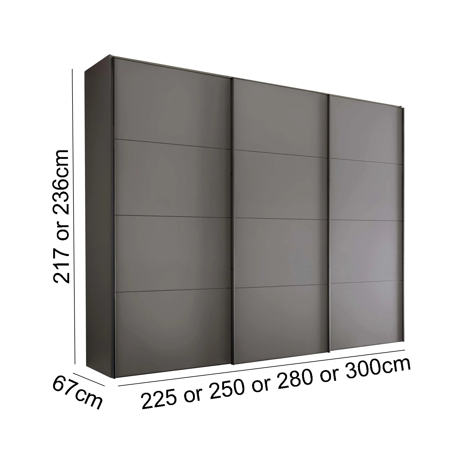 Wiemann Phoenix Lava 3 Door Sliding Wardrobe - Dimensions