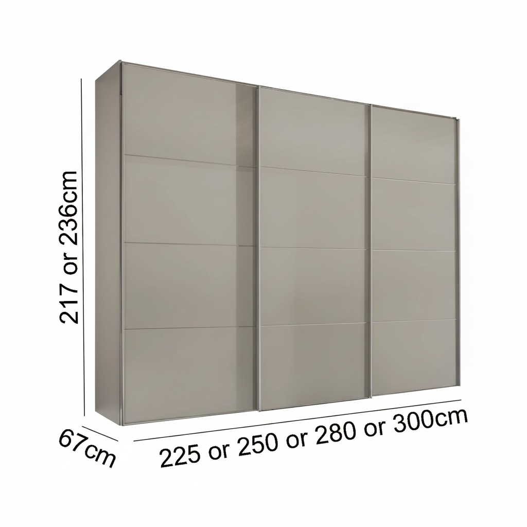 Wiemann Phoenix Pebble Grey 3 Door Sliding Wardrobe - Dimensions