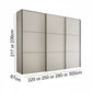 Wiemann Phoenix Pebble Grey 3 Door Sliding Wardrobe - Dimensions