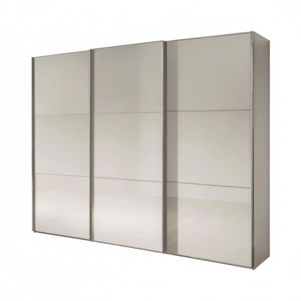 Wiemann Phoenix Pebble Grey 3 Door Sliding Wardrobe in glass