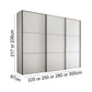 Wiemann Meridian White 3 Door Sliding Wardrobe - Dimensions