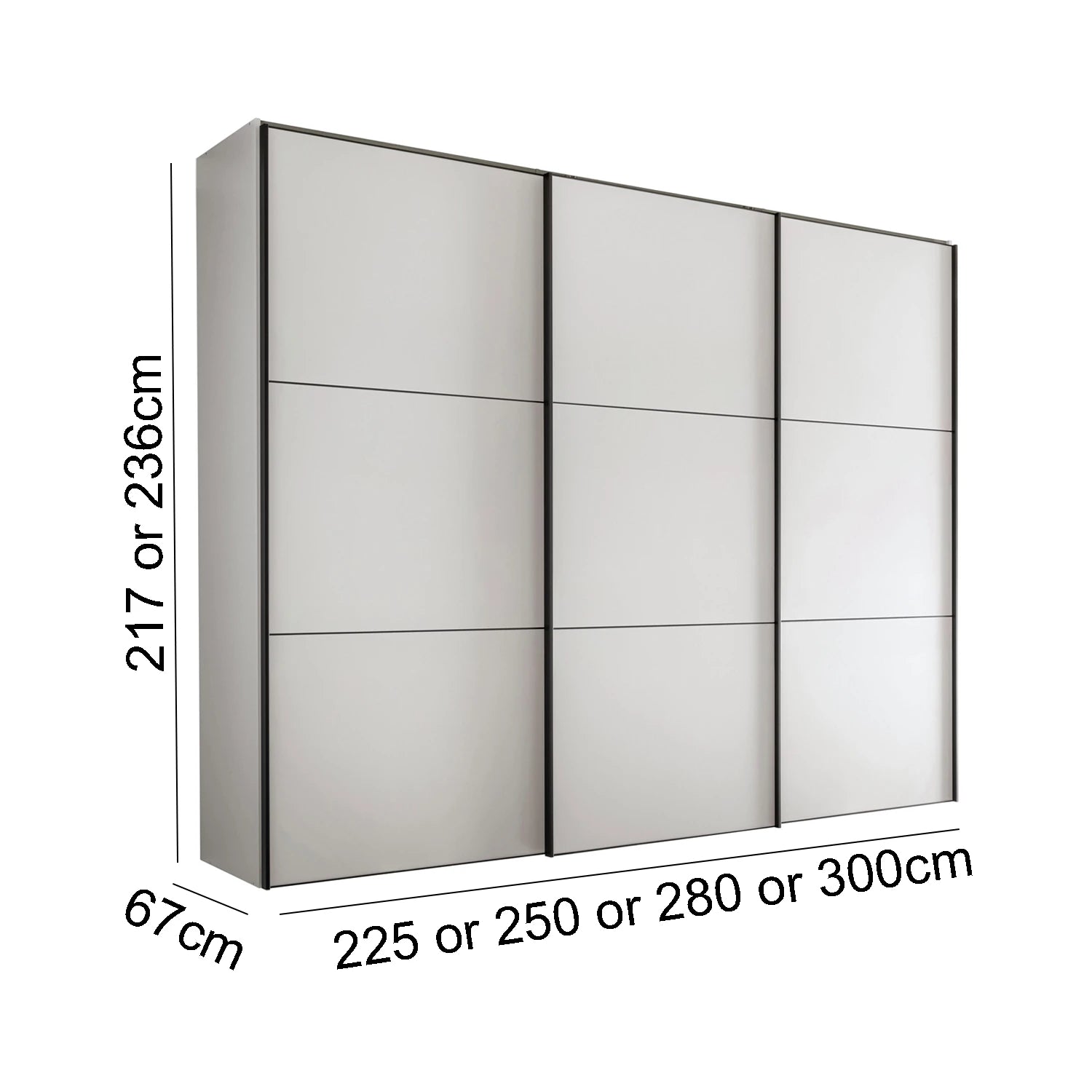 Wiemann Meridian White 3 Door Sliding Wardrobe - Dimensions