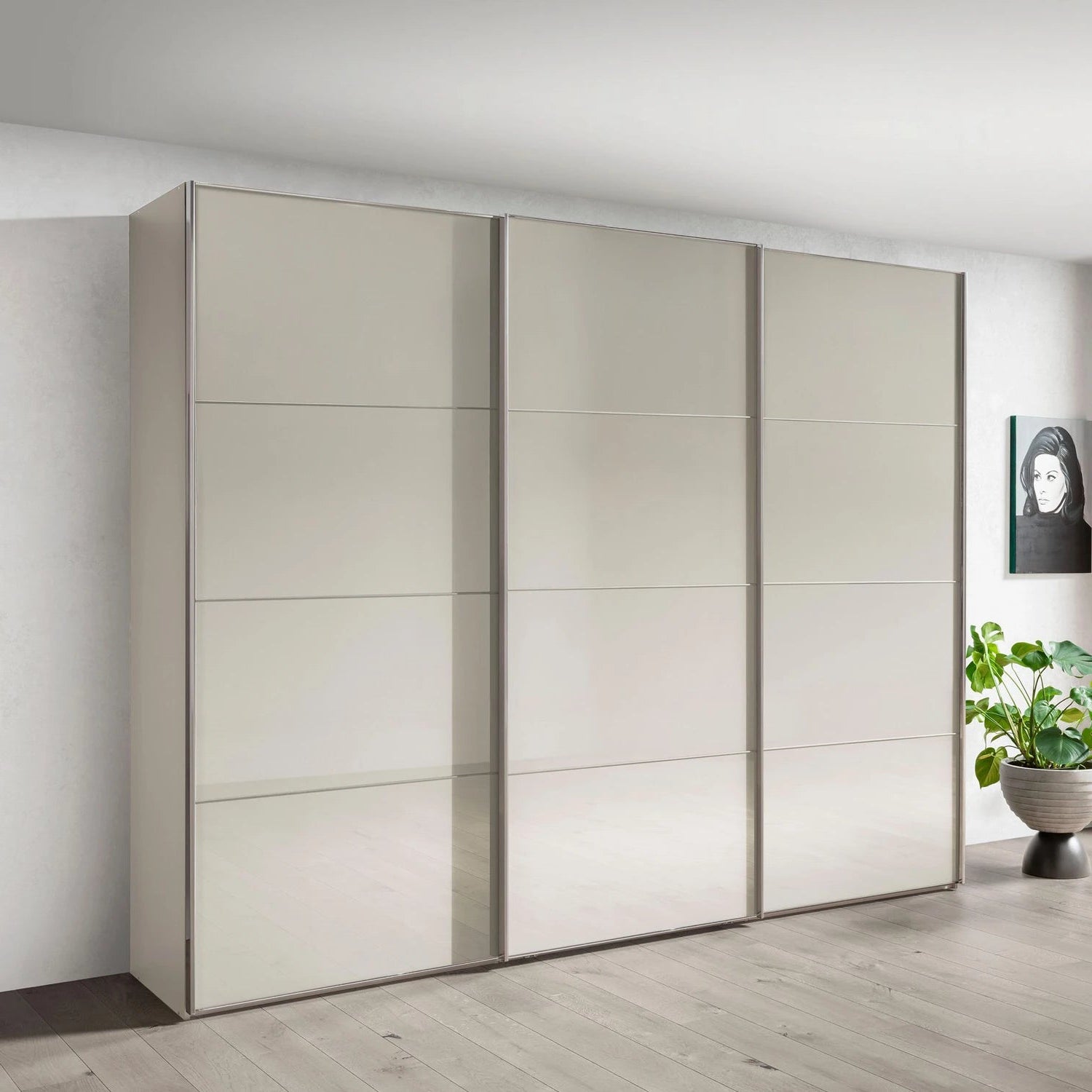 Wiemann Phoenix Champagne 3 Door Sliding Wardrobe in Glass