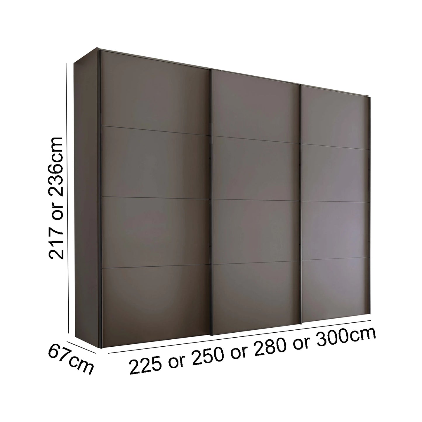 Wiemann Phoenix Havana 3 Door Sliding Wardrobe - Dimensions