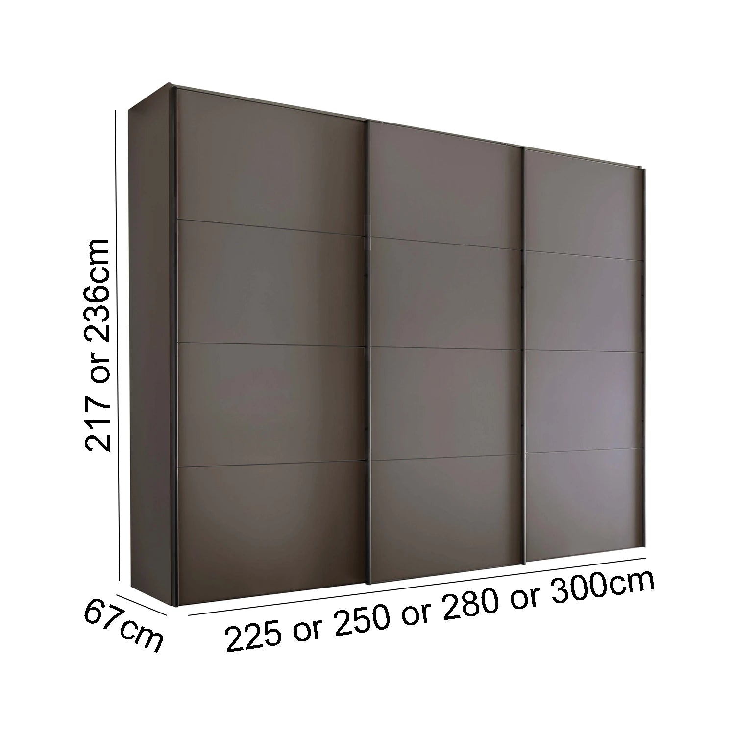 Wiemann Phoenix Havana 3 Door Sliding Wardrobe - Dimensions
