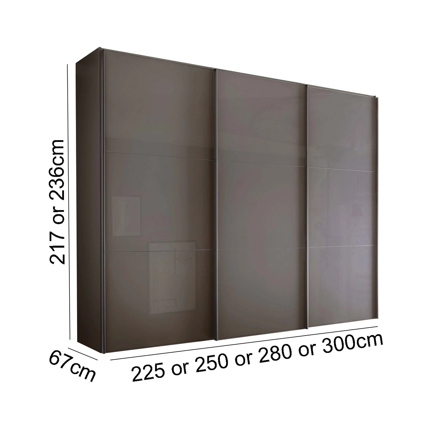 Wiemann Phoenix Havana 3 Door Sliding Wardrobe - Dimensions