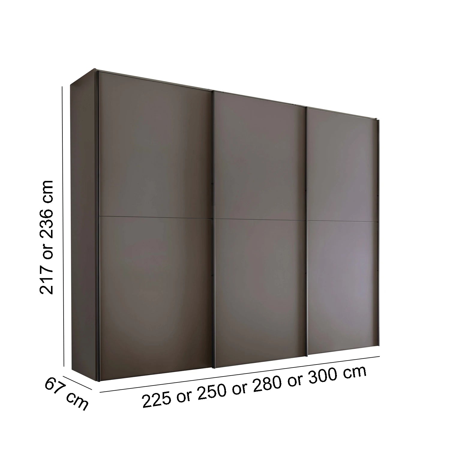 Wiemann Phoenix Havana 3 Door Sliding Wardrobe - Dimensions
