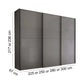 Wiemann Phoenix Lava 3 Door Sliding Wardrobe - Dimensions