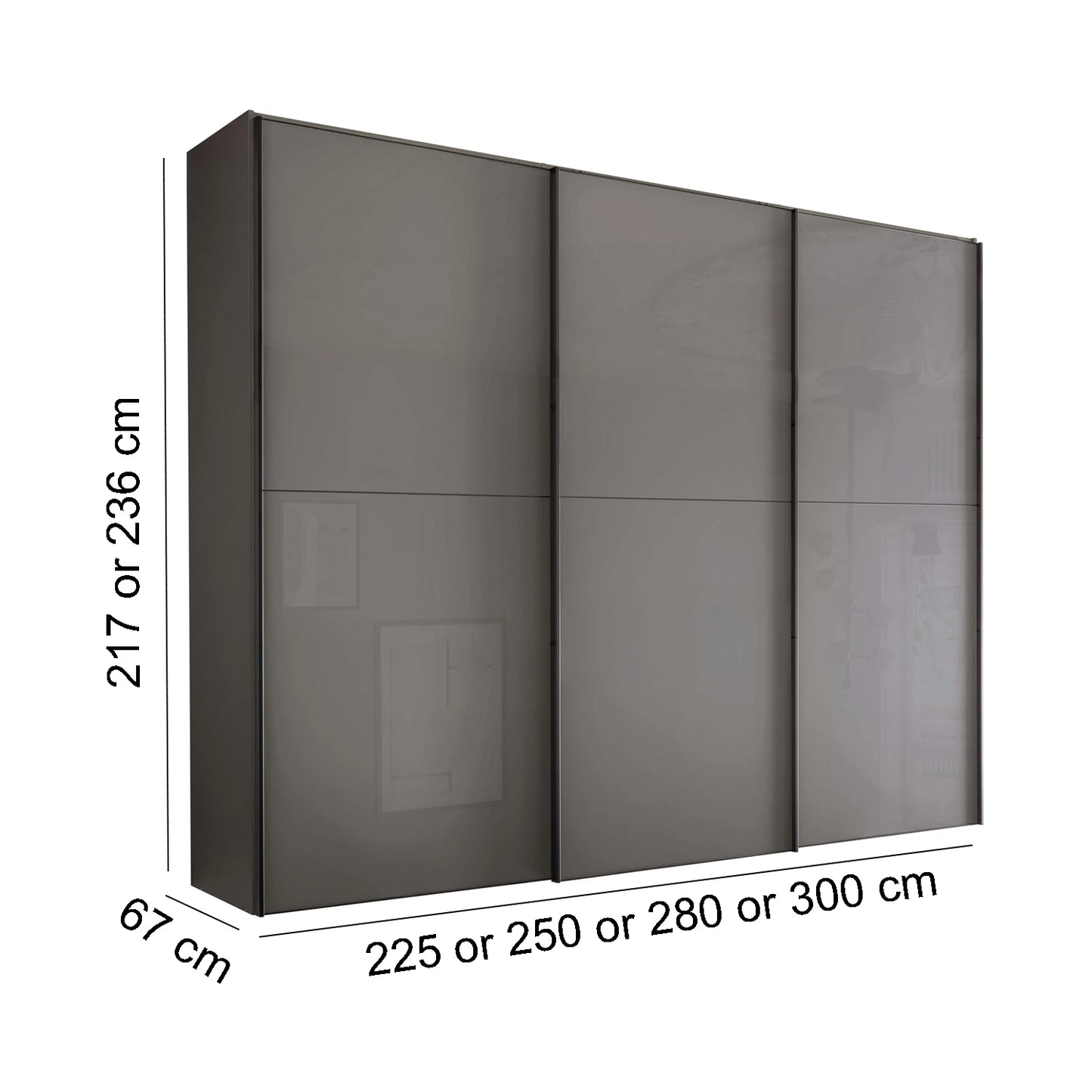 Wiemann Phoenix Lava 3 Door Sliding Wardrobe - Dimensions