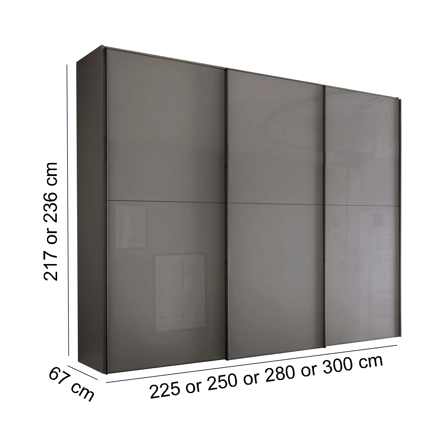 Wiemann Phoenix Lava 3 Door Sliding Wardrobe - Dimensions