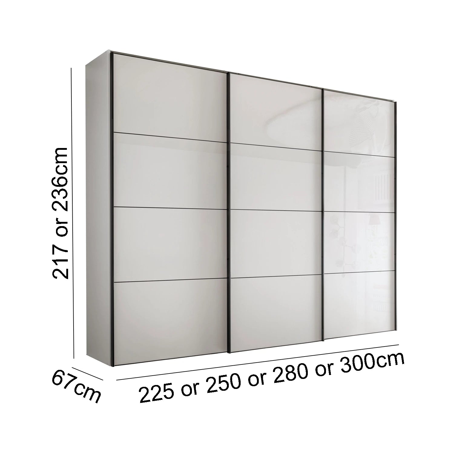 Wiemann Phoenix White 3 Door Sliding Wardrobe - Dimensions