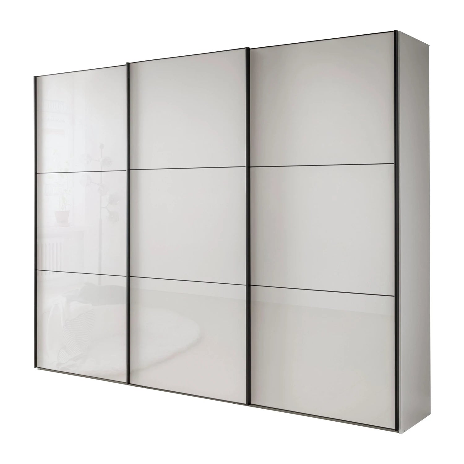 Wiemann Meridian White 3 Door Sliding Wardrobe in Glass